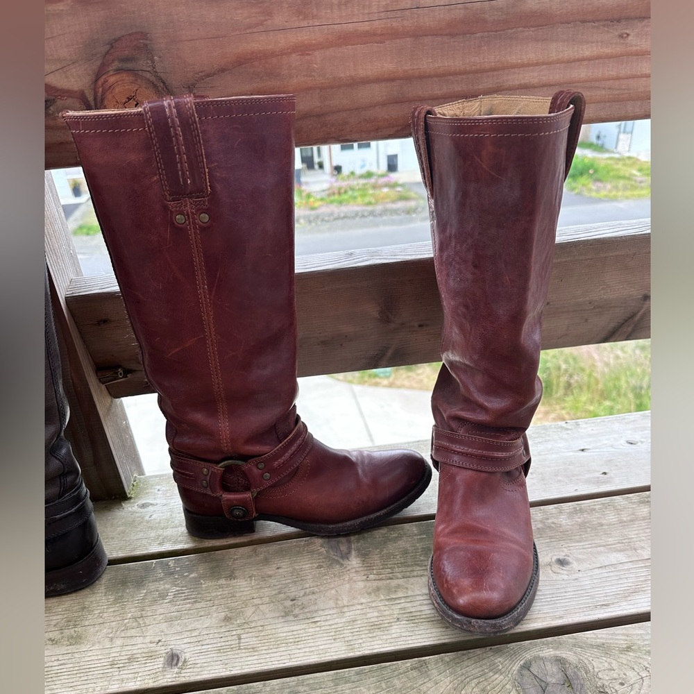 Frye Melissa Harness Tall Leather Boot. Size 7